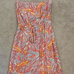 multicolor strapless dress
